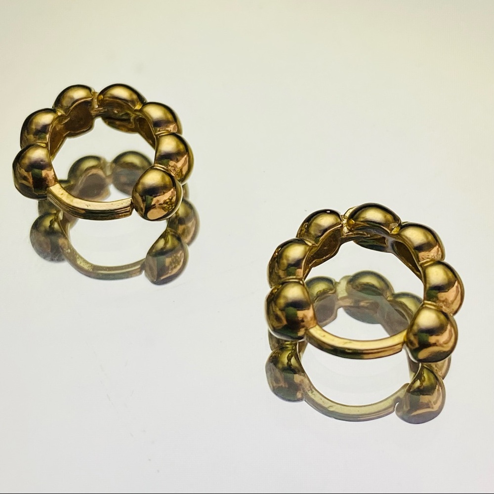 Gold Bead Huggies - Picture 9 of 10